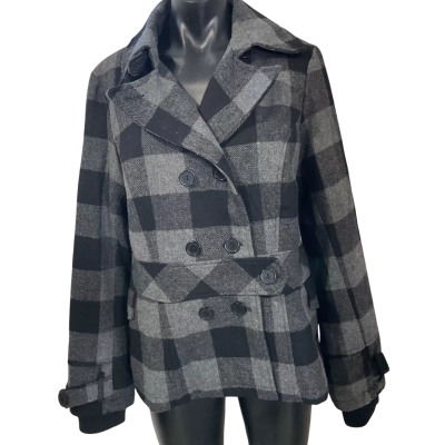 Hot Options Womens  Size 16 Winter Coat Black  / Checked / Grey 