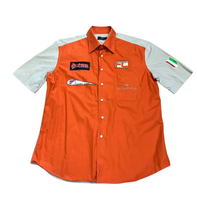 Sonrisa Retro Size L Short Sleeve Shirt Beige / Orange 
