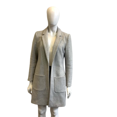 Forever New Women's Size 10 Wool Blend Open Trench Coat Light Grey 