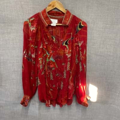 Camilla Womens Red Silk Top 
