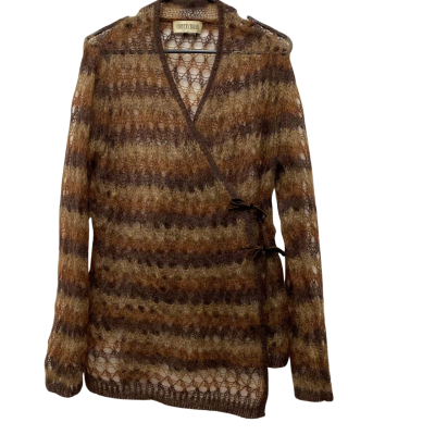 Country Road Women's  Tie Waist Cardigan - Brown Shades - Looks Size M