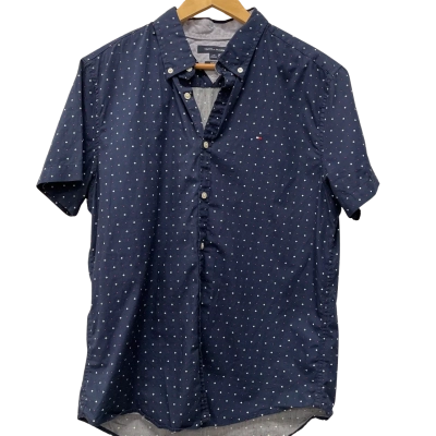 Tommy Hilfiger Mens  Size L Short Sleeve Shirt Navy Blue / Red / White 