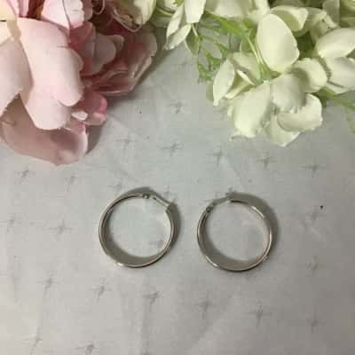 Womens 925 Silver Large Tube Hoop Earrings