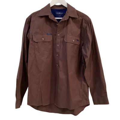 Ringers Western Mens Size S Long Sleeve Shirt Brown 