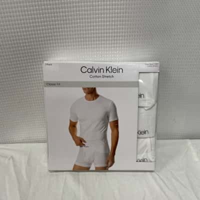 Calvin Klein 3Pack Cotton Stretch Crew Neck  T Shirt Size M White 