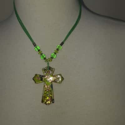 Large Celtic Cross & Crystals On Cord
