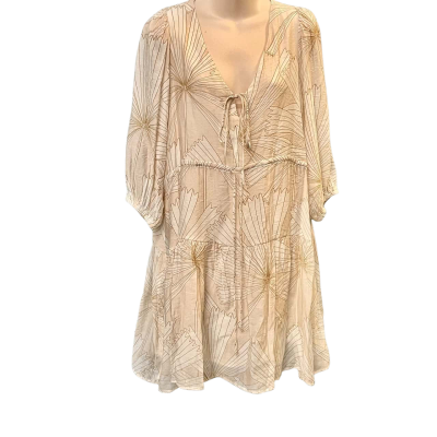 Adorne Womens  Size 8 Floral Dress / Mini Dress / Short Sleeve Dress  Beige / Cream / Floral / Pink  / White 