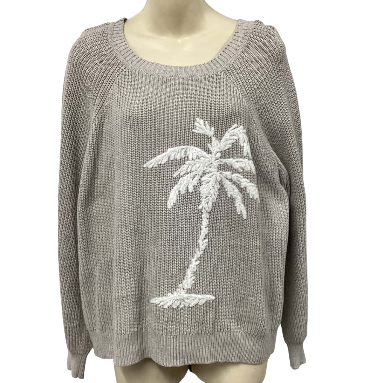 Tommy Bahama Women's Marina Del Mar Palm Tree Crew Sweater - White