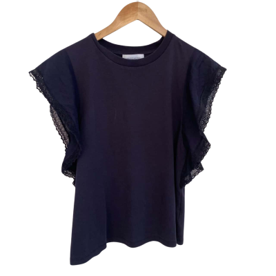 Witchery Womens  Size S Short Sleeve Top Navy Blue 