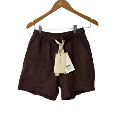 Bare by Charlie Holiday  Unisex Size XXS organic linen Shorts Brown rrp$139.95 
