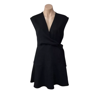Saba Womens Size 12 Black Dharma Sleeveless Wrap Mini Dress (new)