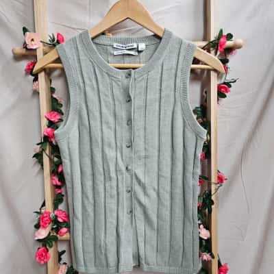 Womens Country Road Sage Green Cotton/Linen Knit Top Size XXS