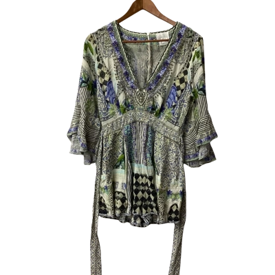 Camilla Womens  Size S Long Sleeve Playsuit Multicoloured Silk E