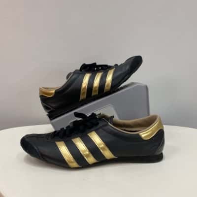 Adidas Womens  Size 8.5 Athletic Sneakers Black  / Gold 