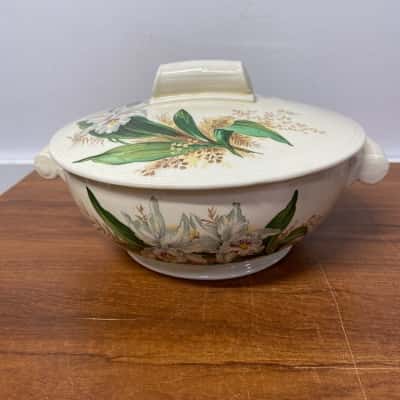 Lidded casserole / serving dish with Orchid design 