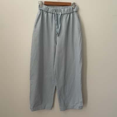 Alpha60 Womens  Size XS Wide Leg Cropped Pants - Pale Blue Cotton 