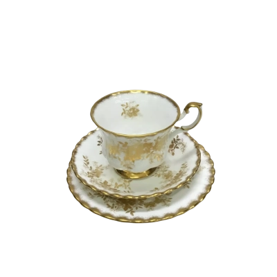 Vintage Royal Albert Antoinette Bone China Tea Trio Set With Scalloped Gold Edges