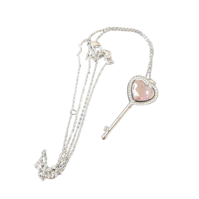 Swarovski Womens Chain & Key Pendant Pink/clear