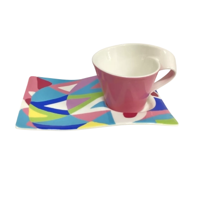 VilleRoy & Bosh New Wave Plate & Coffee Cup Pink