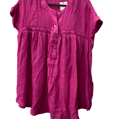 Katies Womens  Size 14 Short Sleeve, button up front Shirt Pink  