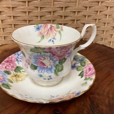 Vintage Royal Albert “Beatrice” Cup and Saucer Floral Set 