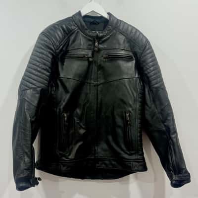 Torque Black Leather Motorcycle Jacket Size XXL 