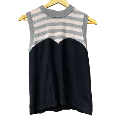 Gorman Womens Size 14 Pink/Grey Striped Black Top 