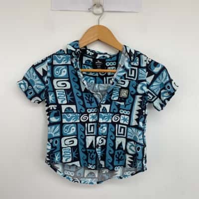 Rip Curl Kids Blue Pattern Short Sleeve Shirt Size 3 / 4 
