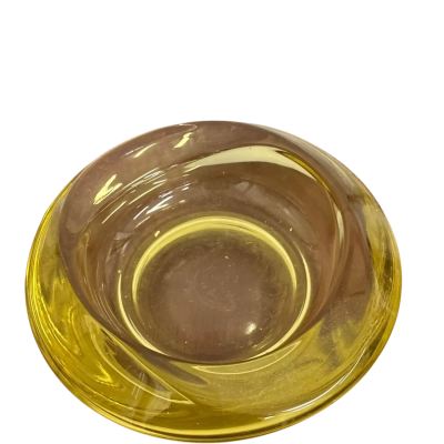 Vintage Yellow Art Glass Decorative Bowl – Heavy Thick Glass