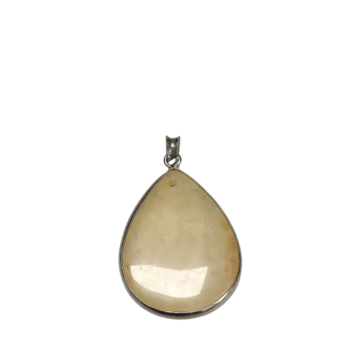 Vintage 925 Silver Pear-Shaped Pendant Featuring A Polished Beige Gemstone