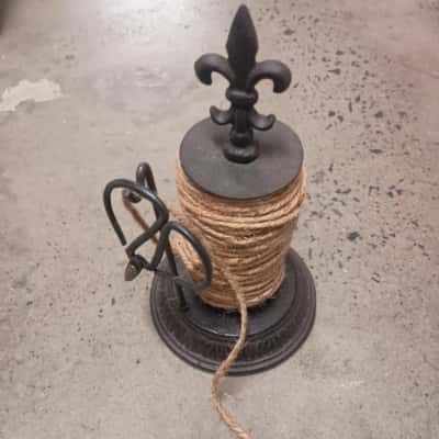 Cast Iron Twine Dispenser On Rotating Stand w/Scissors