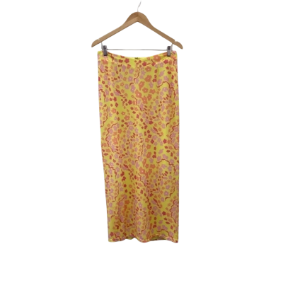 Sabo Womens  Size M Midi Skirt Yellow/ Floral / Pink