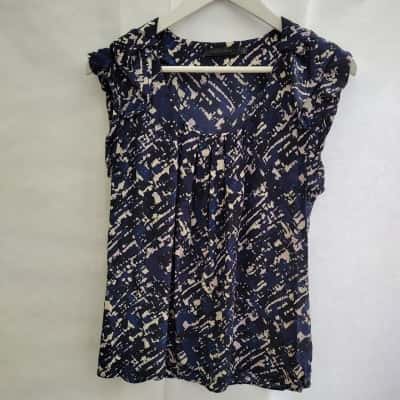 Sportscraft Womens Silk Size 8 Sleeveless Top Blue / Other 