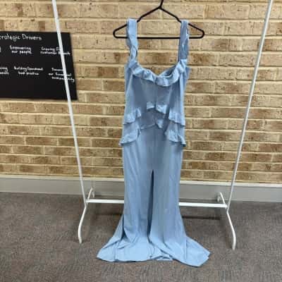 Oh Polly Womens baby blue ruffle dress Size 12 