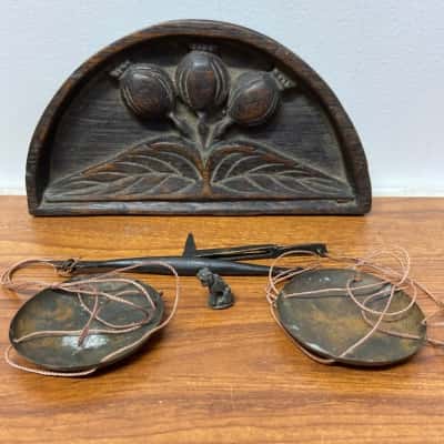 Vintage Opium Scales in wooden carved box