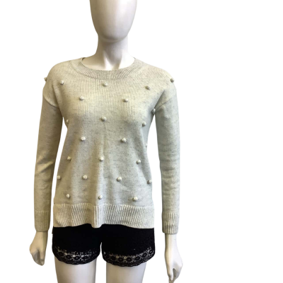 BNWT Witchery Women's Size XXS Pom Pom Spot Knit Jumper Grey 