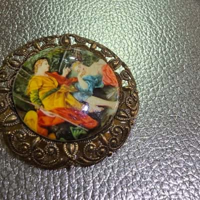  Womens vibtage retro ceramic Brooch 