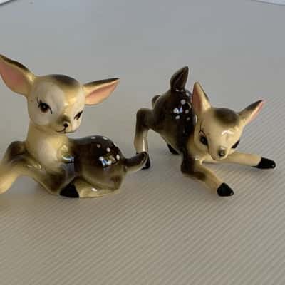 Vintage Mid Century Ceramic Pair of Deer Figurines