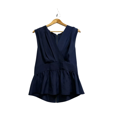 Portmans Women’s Size 14 Navy Sleeveless V-Neck Pepplem Top