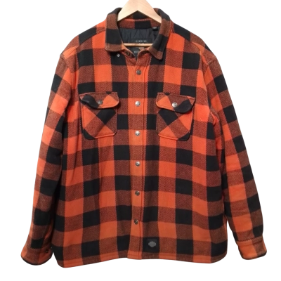 Harley Davidson Mens  Size XL Orange and Black Flannel Jacket