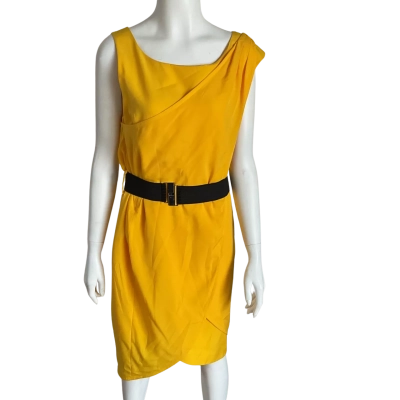 Karen Millen Womens  Size 12 Cocktail Mini Sleeveless Dress  Yellow 