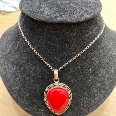 925 Sterling Silver Carnelian Pendant