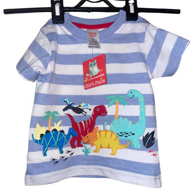 Ollies Place Kids  Size 0 Striped Dino Tee