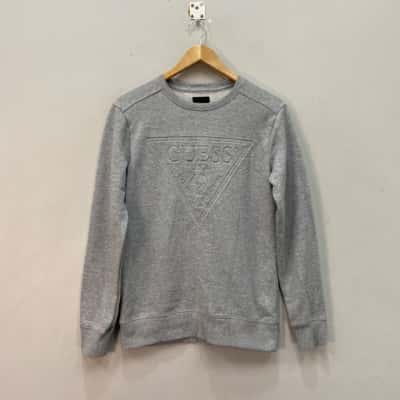 Guess Embossed 3D Logo Mens  Size XS Jumper Grey 