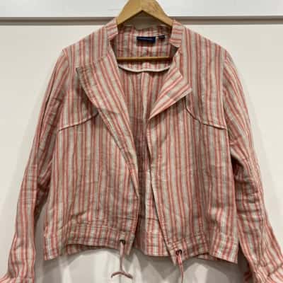 Gordon Smith Womens  Size 12 Open Jacket Beige / Off White / Red 