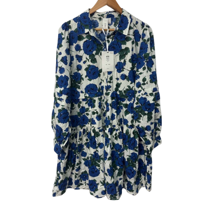BNWT YAS Size 12 Shirt Dress Blue / Floral RRP$149.95 
