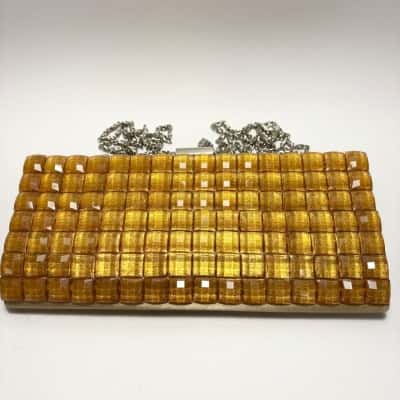 Gorgeous Mid Century Style Geometric Textured Clutch with Removable Chain