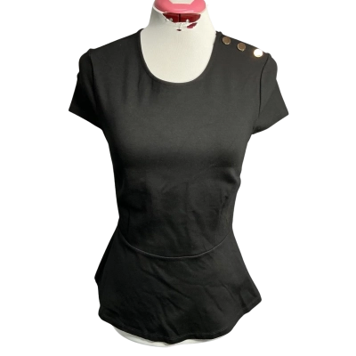Forever New Womens  Size XS Short Sleeve peplum Top Black  