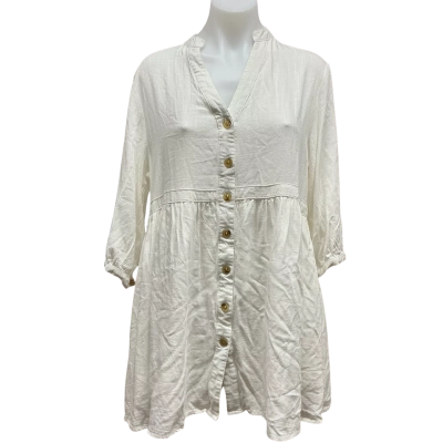 Iris Maxi Womens Linen/ Cotton Mix Size 10 Babydoll Dress Off White 