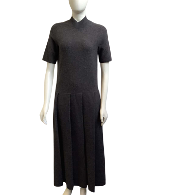 COS Womens AUS Size 8-10 Woollen Pleated Maxi Dress Charcoal